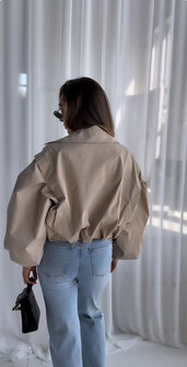 Cropped Trench Jacket Beige