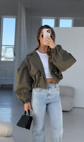 Cropped Trench Jacket Khaki